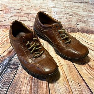Born Brown Leather Oxford Shoes Size 8.5 Comfort Lace